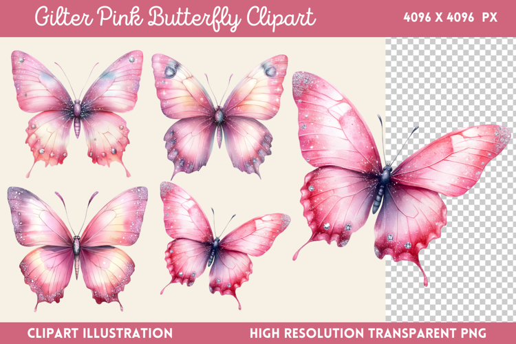 Pink Butterfly Clipart Image 7