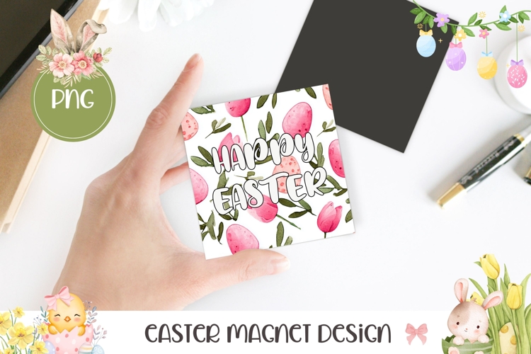 Easter Eggs Magnet, Easter Square Coaster Template