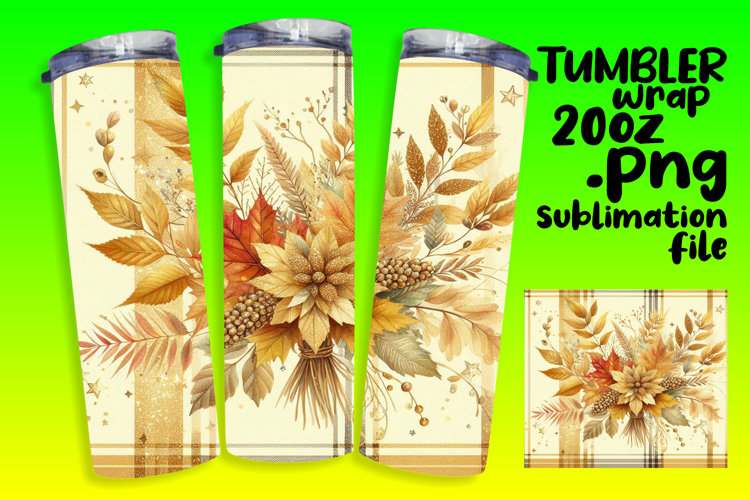 Unique 20oz Sublimation Design , Autumn Flower