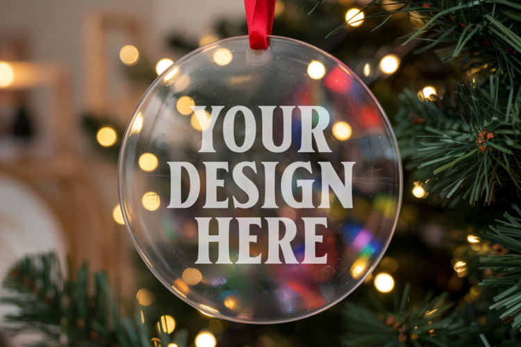 Acrylic Christmas Ornament Mockup , christmas ornament mocku