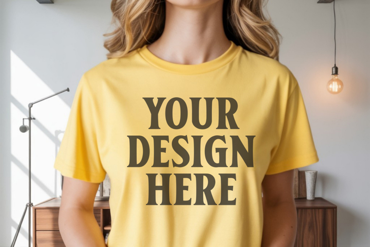 Comfort Colors 1717 Yellow T-Shirt Mockup