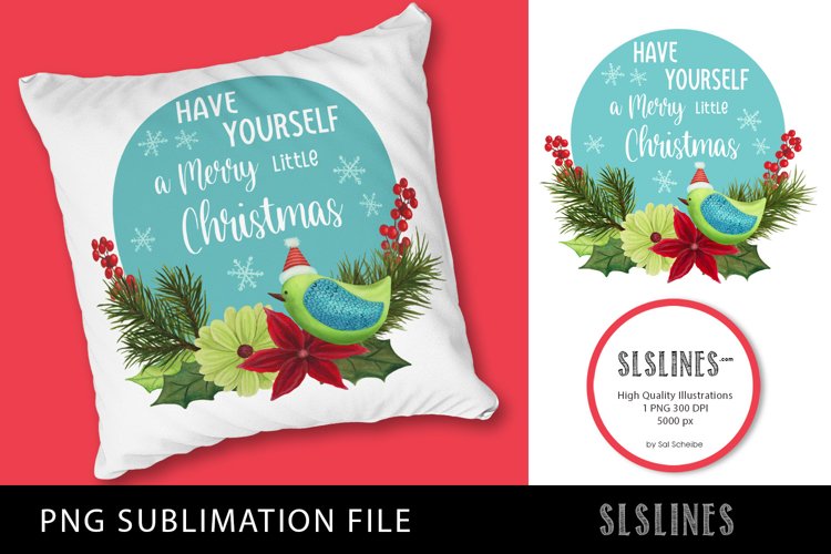 Merry Christmas Bird PNG sublimation example image 1