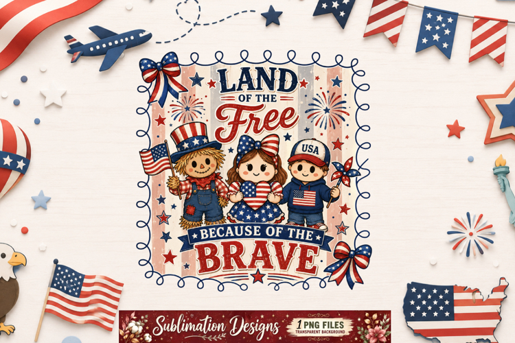Land Of The Free Because Of The Brave PNG Design