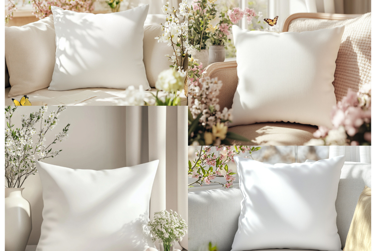 Pillow Mocku |Spring Pillow Mockup | Floral Cushion Mockup