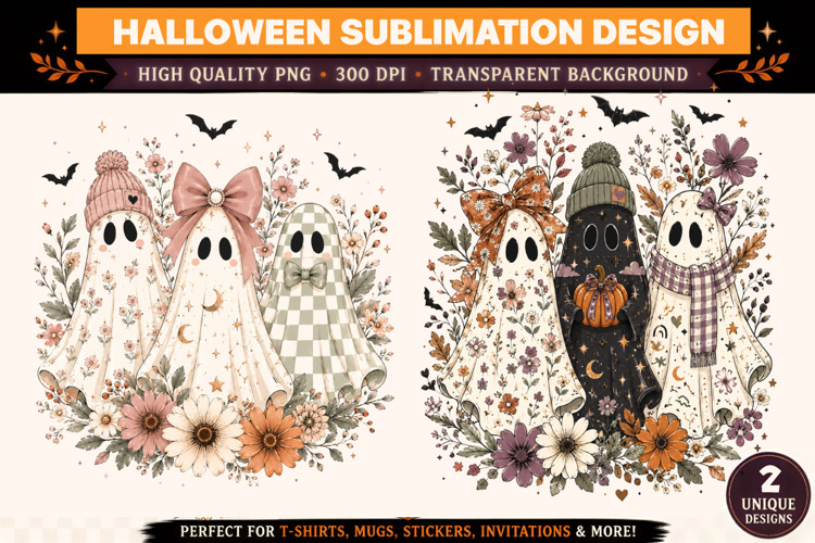 Floral Ghost PNG | Coquette Halloween Ghost Sublimation
