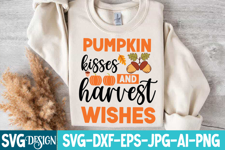Pumpkin Kisses And Harvest Wishes SVG Design