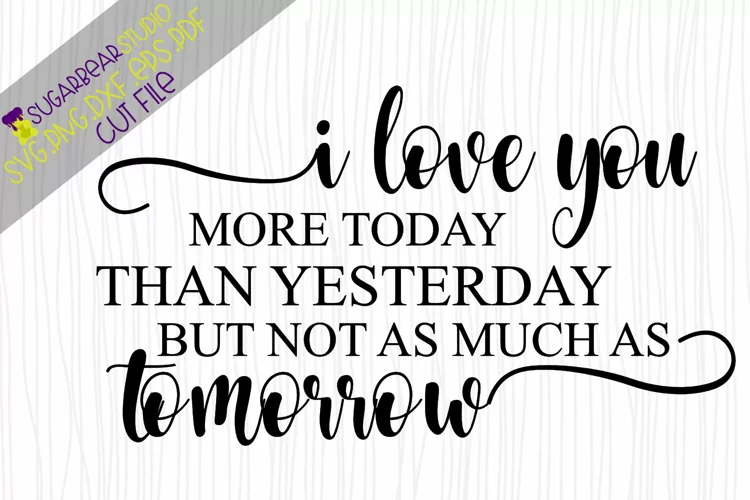 I Love You More Today Than Yesterday Not As Much As Tomorrow
