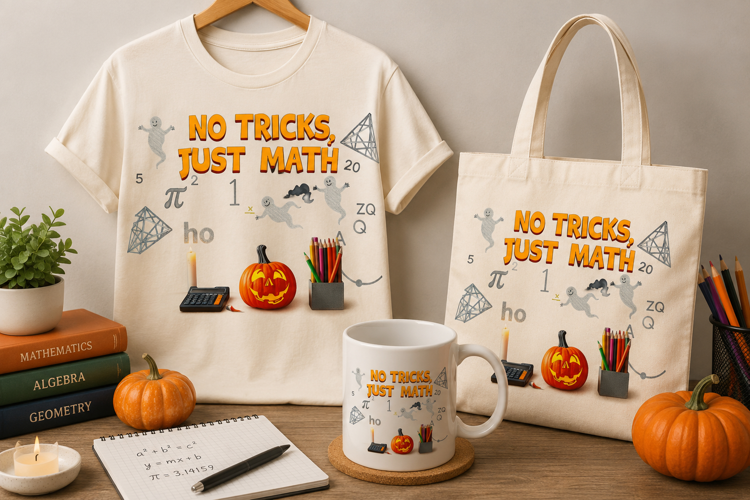 Halloween Math Teacher PNG | No Tricks Just Math Pumpkin
