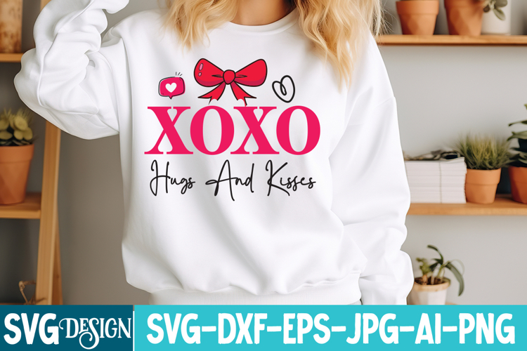 Xoxo Hugs And Kisses SVG Design,Valentines Day SVG Design
