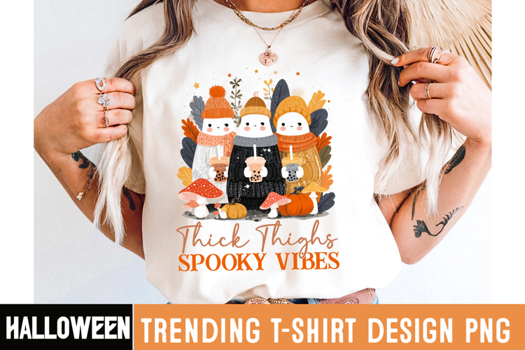 Thick Thighs Spooky Vibes Sublimation Design