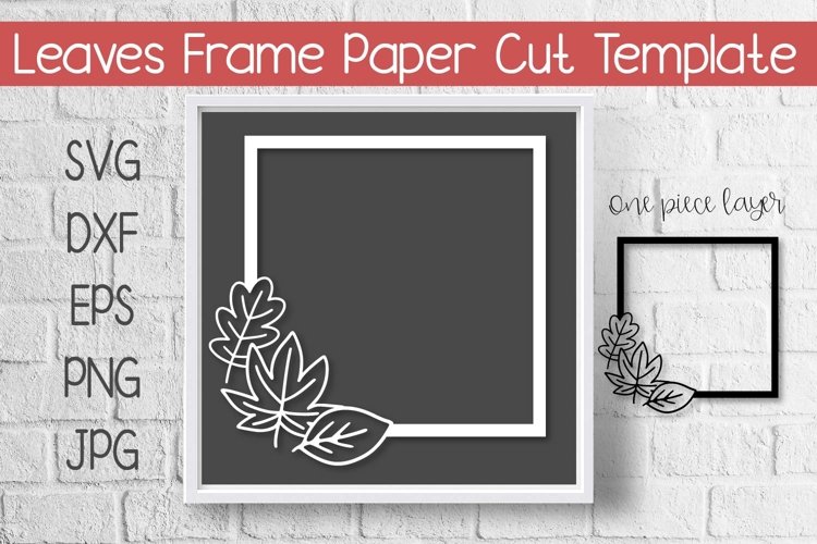 Leaves Frame Paper Template Cut Design SVG example image 1