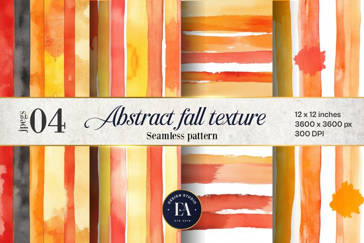 Seamless Autumn Watercolor Stripes | Autumn pattern example image 1