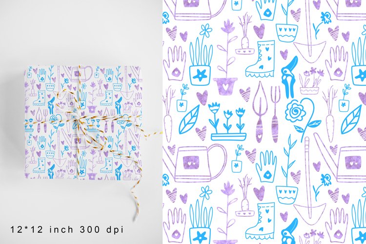 Gardening Digital Paper.Spring Garden Seamless Pattern