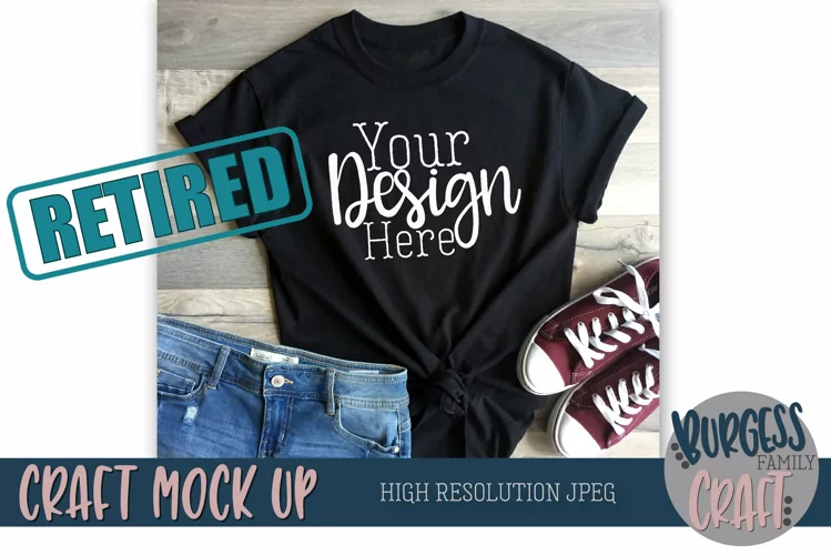 Black t-shirt styled Craft Mock up | High Resolution JPEG