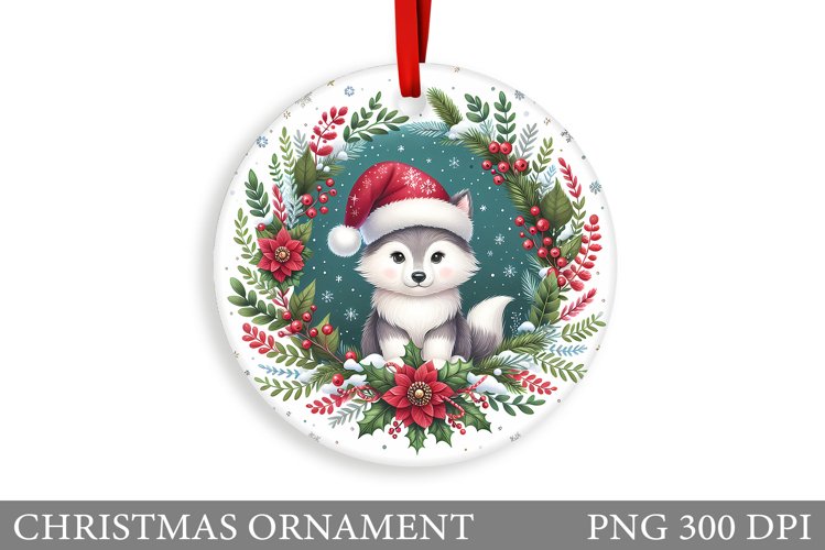 Wolf Christmas Ornament. Christmas Ornament Sublimation