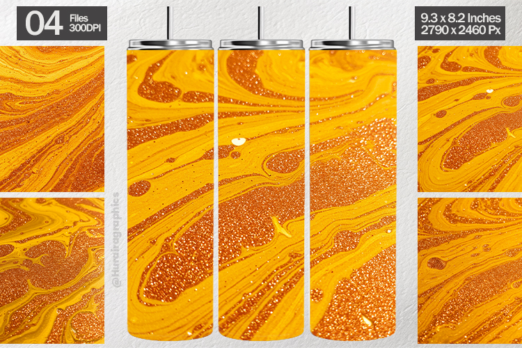 Orange Gold Glitter Tumbler Wrap| Tumbler Sublimation
