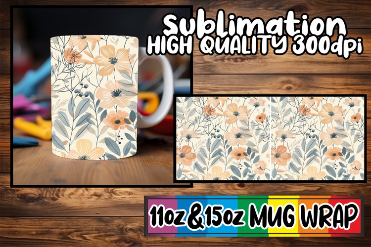 Whimsical Abstract Springtime Flowers Mug Wrap 11oz 15oz