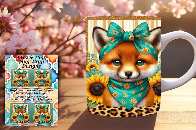 Trendy 11oz Mug Wrap Png Design , Cute Animals