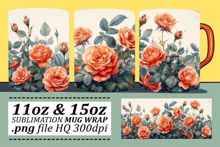 Floral Bliss Mug Wrap - Springtime Pattern 11oz 15oz example image 1