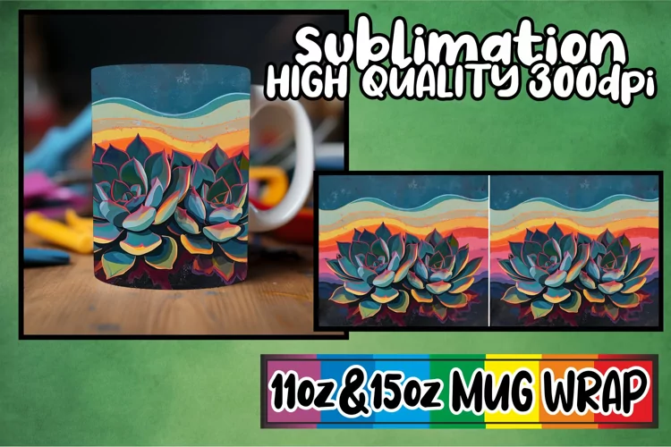 Vintage Springtime Blossom Burst: Retro Mug Wrap Sublimation