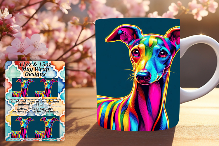 Modern 11oz Mug Wrap Png Template , Dog