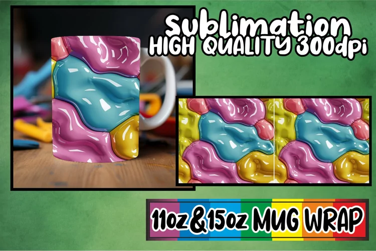 Colorful Pattern Wonderland: Sublimation Mug Wrap 11oz/15oz