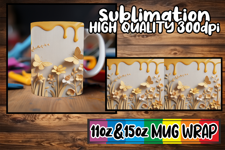 Bright love 11oz 15oz sublimation wrap, 3D Flowers
