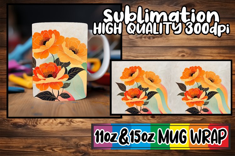 Sunshine bliss sublimation mug wrap, Flower example image 1