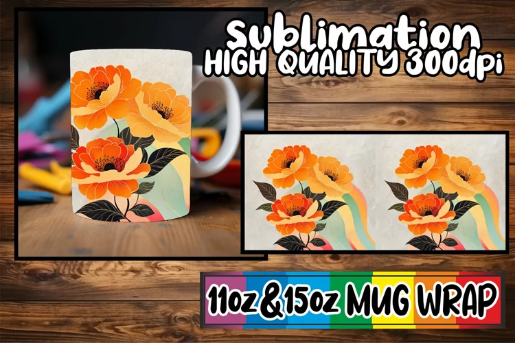Sunshine bliss sublimation mug wrap, Flower