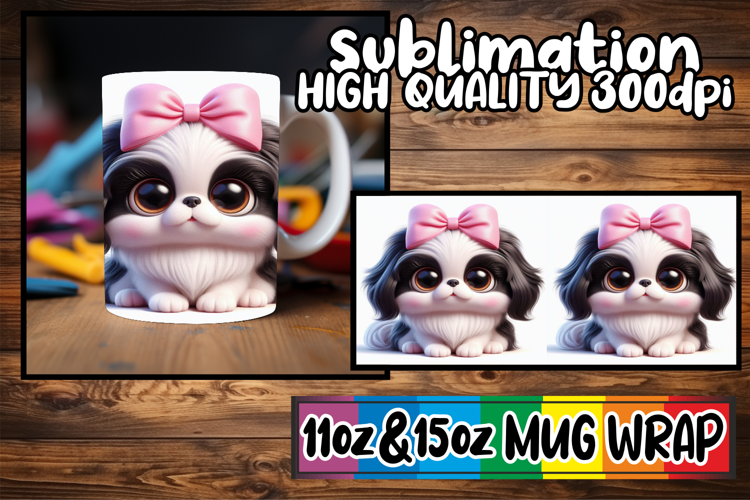 Radiant vibes 11oz 15oz sublimation wrap, 3D Dog