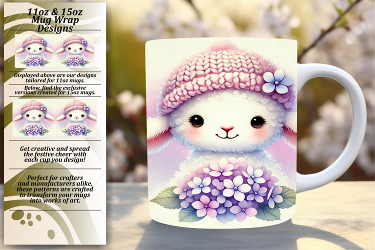 Sweet 15oz Mug Wrap Png Artwork , Cute Animals