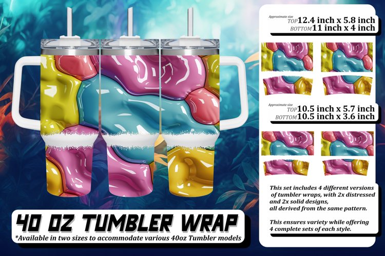 Colorful Abstract Puff Tumbler Art example image 1