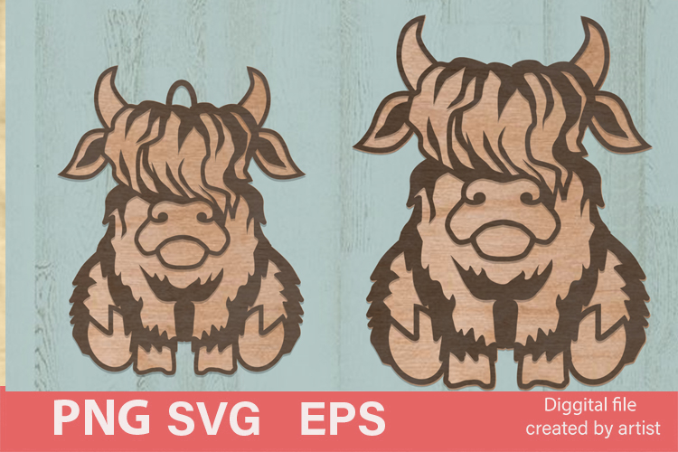 longhaired cow svg, cow svg, home decoration, laser cutting
