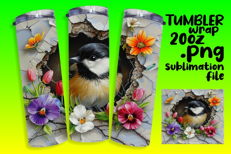 Spring Tumbler Wrap: 3D Hole in Wall and Animals
