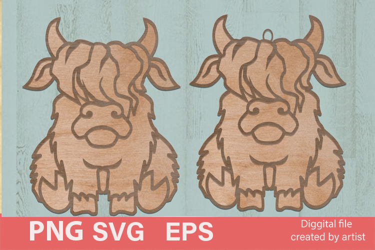 longhaired cow svg, cow svg, home decoration, laser cutting