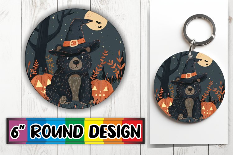 Boho Animal Round Design Halloween PNG Keychain