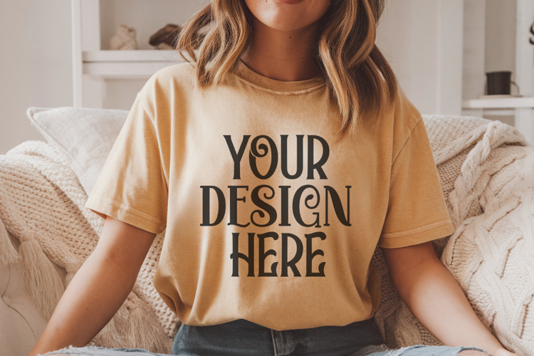 Mustard Comfort Colors 1717 T-shirt Mockups,1717 Mockups