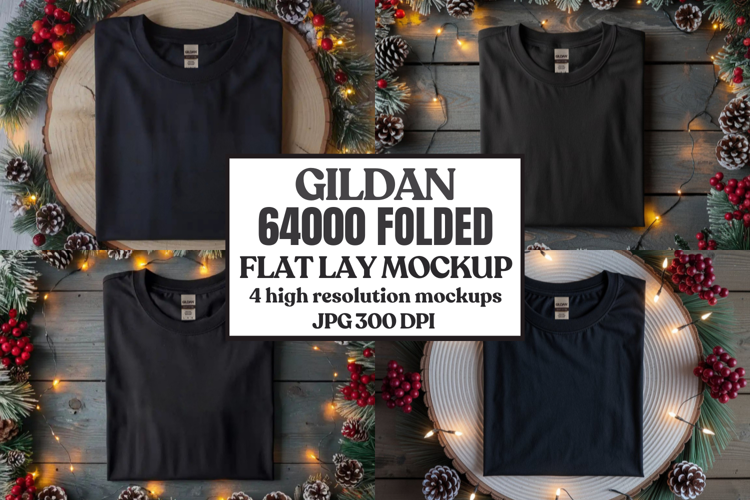Gildan 64000 Folded Christmas Flat Lay T-shirt