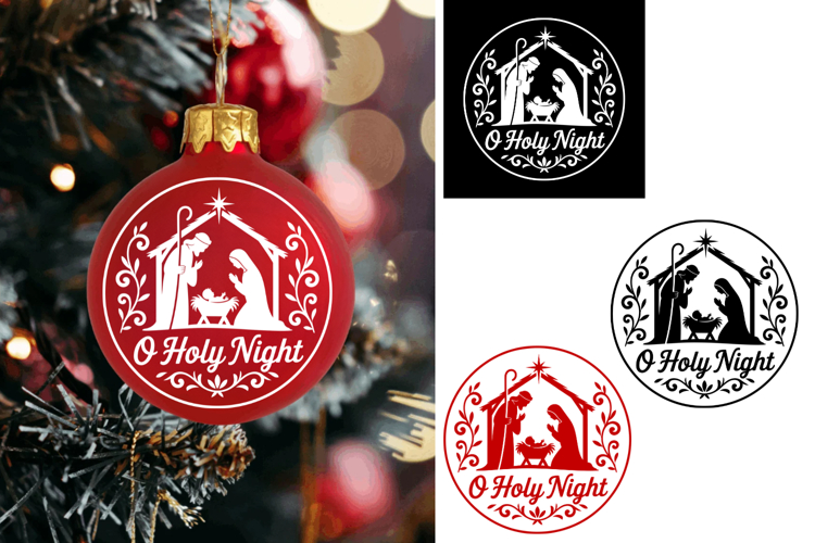 O Holy night Christmas Ornament Ball, Christmas Svg Png
