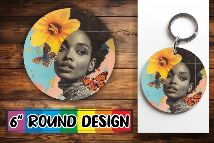 Abstract Artistic Black Woman Round Design Style PNG example image 1