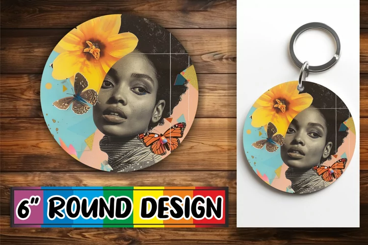 Abstract Artistic Black Woman Round Design Style PNG