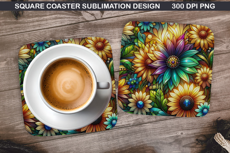 Flowers Coaster Sublimation, Spring Coaster PNG Design