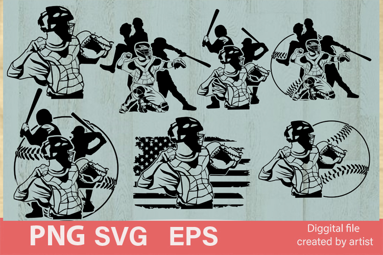 baseball svg, bundle svg, baseball silhouettes, cut file