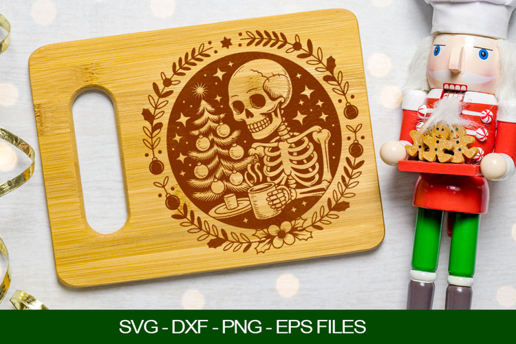 Christmas Skeleton Cutting Board SVG