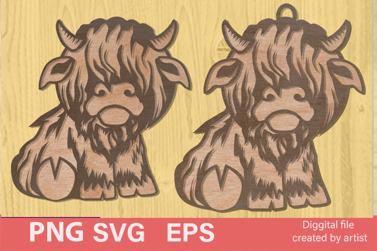 longhaired cow svg, cow svg, home decoration, laser cutting
