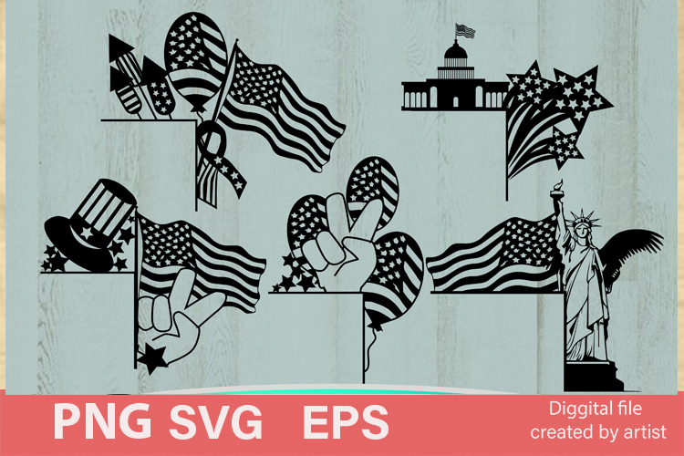 Patriotism corners in SVG, Independence Day in SVG, bundle