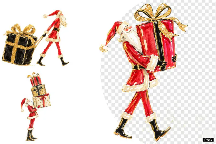 Santa With Presents PNG
