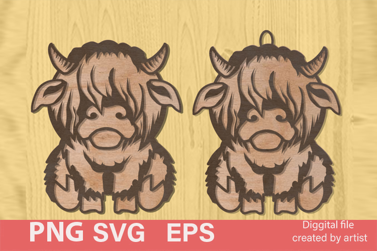 longhaired cow svg, cow svg, home decoration, laser cutting