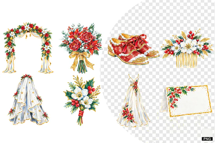 Wedding Party In Christmas Clipart