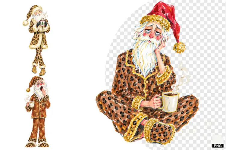 Christmas Santa Love Coffee PNG